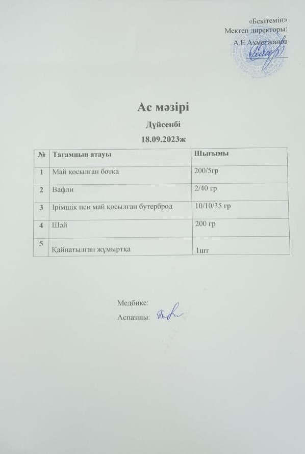 Ас мәзірі
