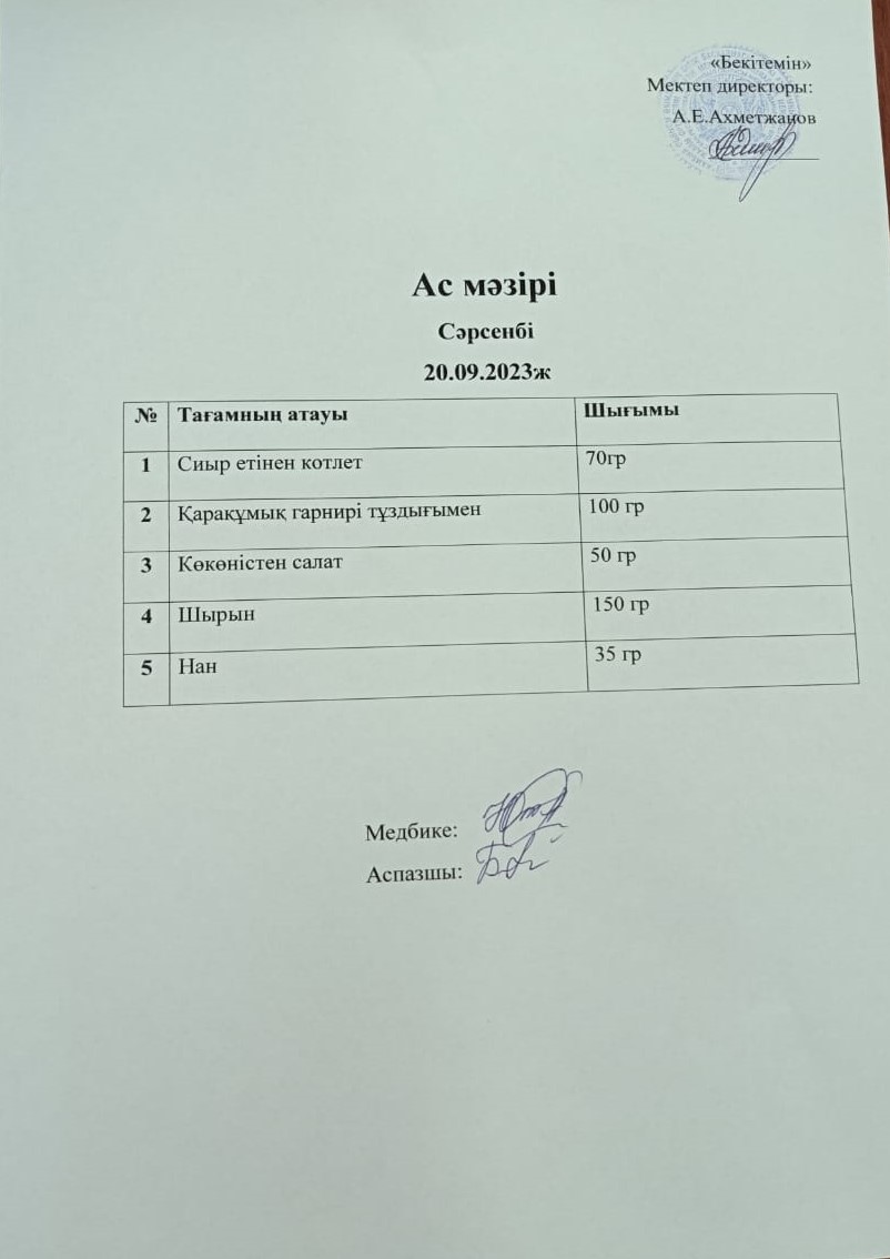 Ас мәзірі