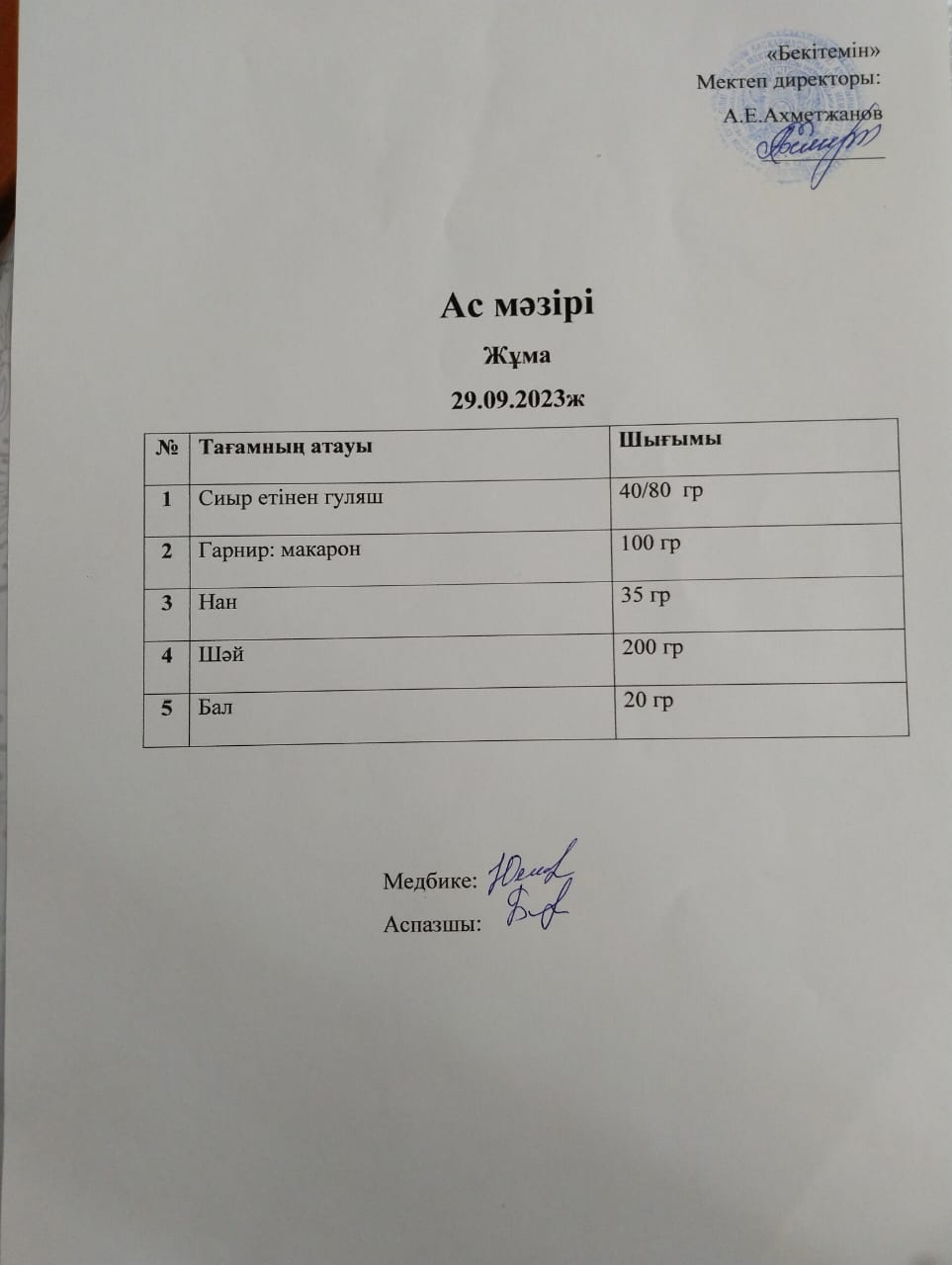 Ас мәзірі