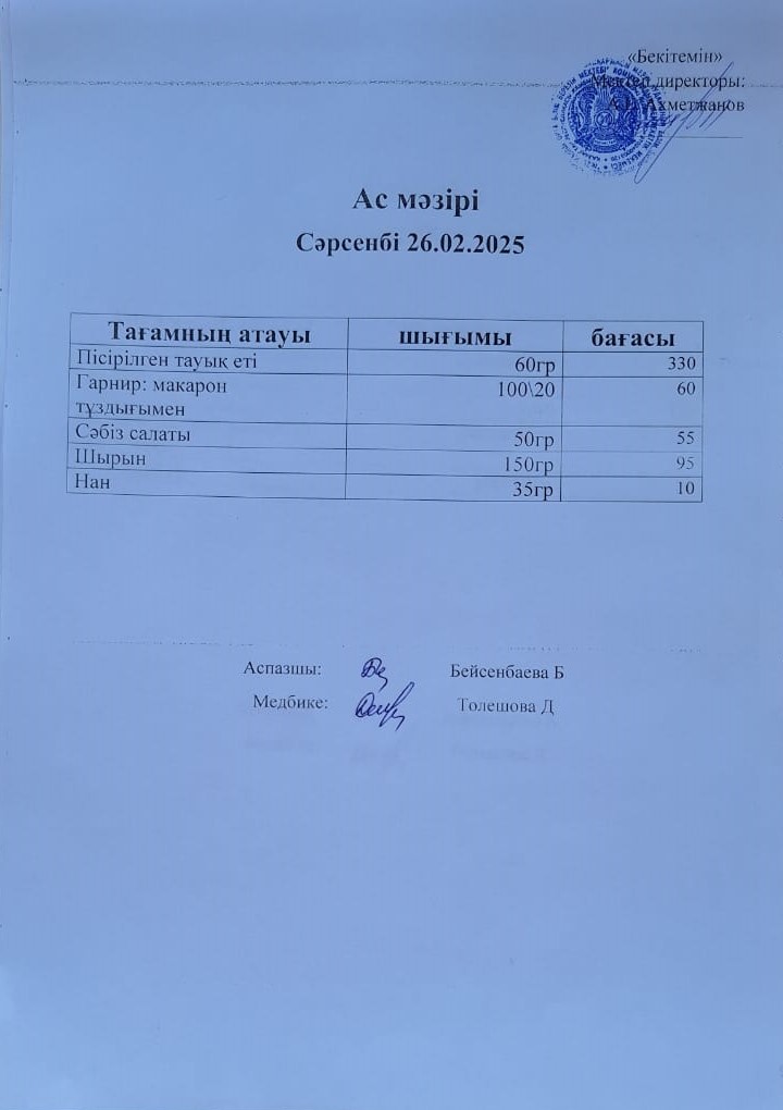 Ас мәзірі