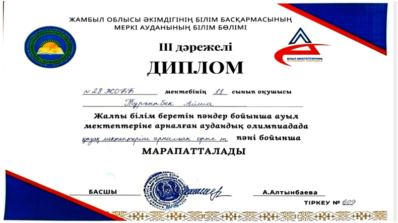 Ауыл мектептерінің оқушыларына арналған  пәндік олимпиада