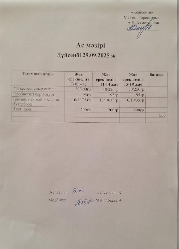 Ас мәзірлері